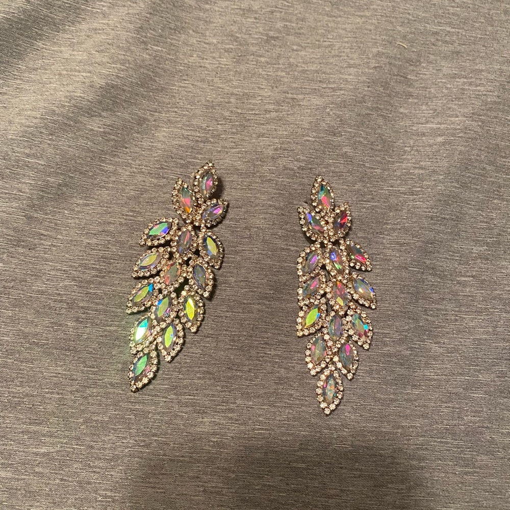 Multi color diamond earrings.